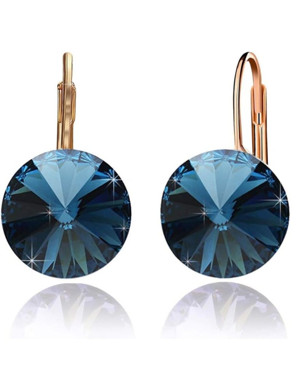 Chic Round Drop Leverback Earrings with Austrian Crystals for Women - Trendy